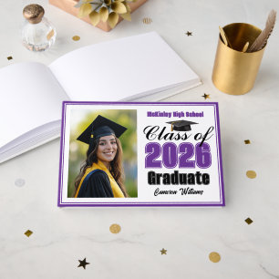 Purple Class of 2026 Photo Small Graduation Guest Book