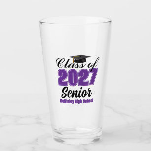 Purple Class of 2027 Senior Custom High School Glass