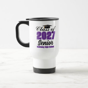 Purple Class of 2027 Senior Custom High School Travel Mug