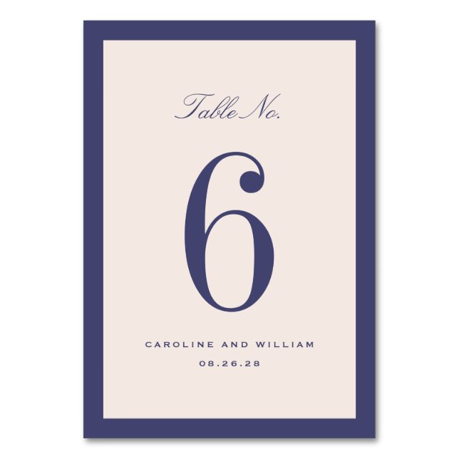 Purple Classic Elegance Wedding Table Number (Front)