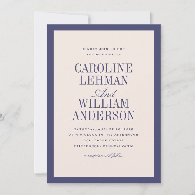 Purple Classic Elegant Wedding  Invitation (Front)