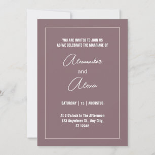 Purple classic simple calligraphy minimalist invit invitation