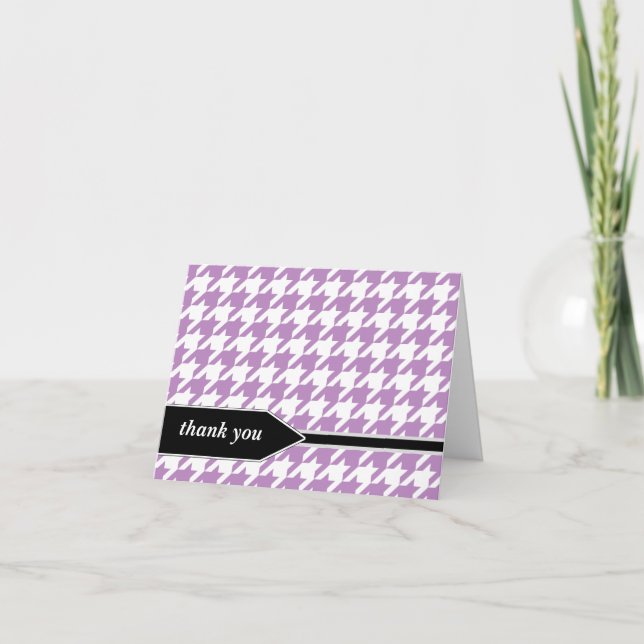 Purple Classy Houndstooth Thank You Cards (Front)
