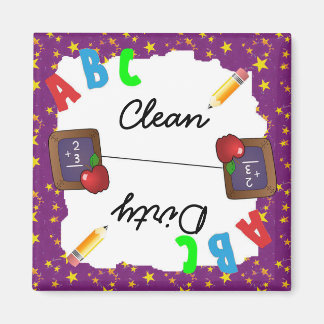 Purple Clean & Dirty School Chalkboard Magnet