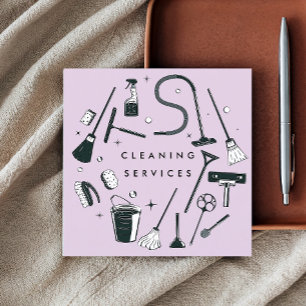 Purple Cleaning Services Square  Square Business Card