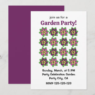 Purple Clematis Flower Garden Party Invitation