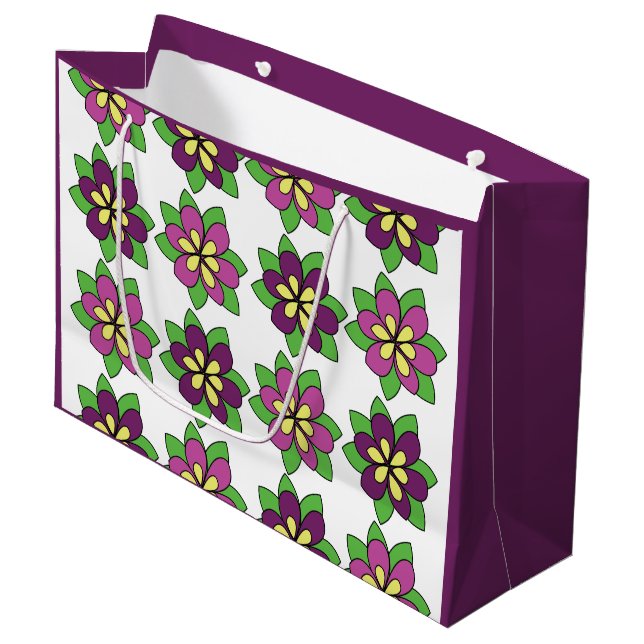 Purple Clematis Flower Large Gift Bag (Front Angled)