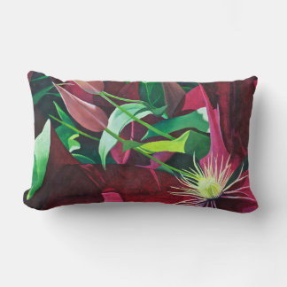 Purple Clematis Flower Lumbar Cushion