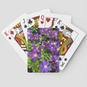 Purple Clematis Flower Photograph Playing Cards