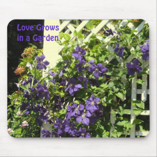 Purple Clematis Garden Saying Mouse Pad