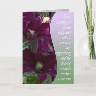 Purple Clematis Happy Birthday Card