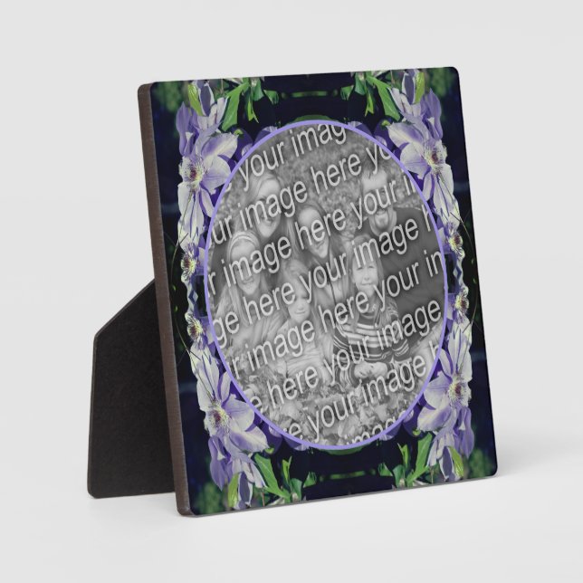 Purple Clematis On Fence Add Your Photo Plaque (Front)