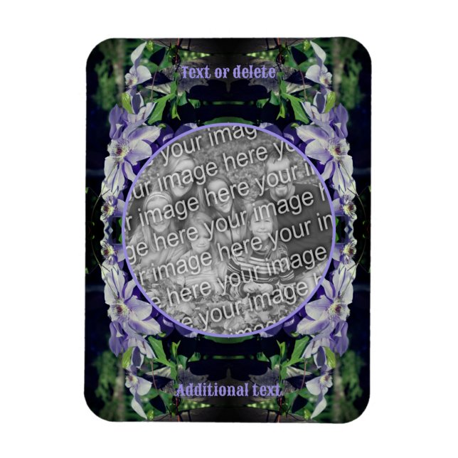 Purple Clematis On Fence Frame Add Your Photo Magnet (Vertical)