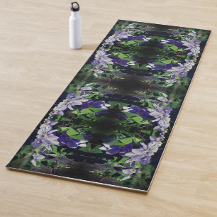 Purple Clematis On Fence In Sunlight Abstract Yoga Mat