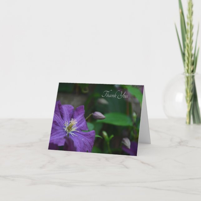 Purple Clematis Thank You Card (Front)
