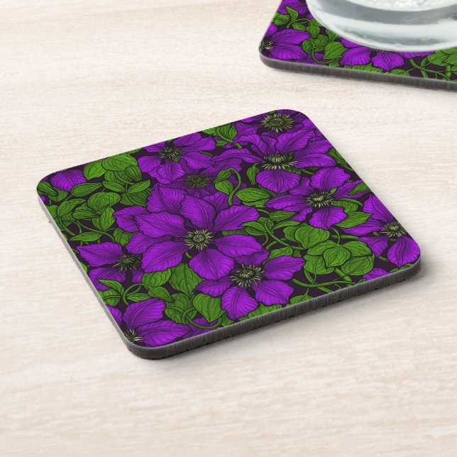Purple Clematis vine Coaster (Left Side)