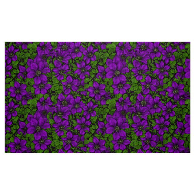 Purple Clematis vine Fabric (Fat Quarter)