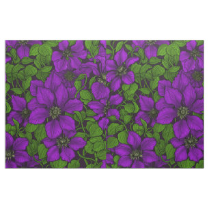 Purple Clematis vine Fabric