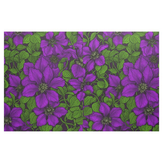 Purple Clematis vine Fabric (Fat Quarter)