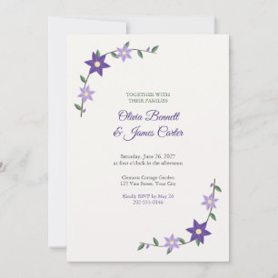Purple Clematis Vine Wedding Invitation