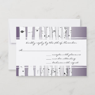 Purple Cloud Birch Tree Wedding RSVP