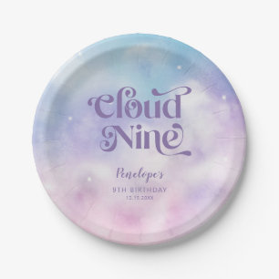 Purple Cloud Nine Birthday Party Paper Plate