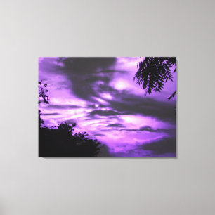 Purple Clouded Sunrise Wrapped Canvas Print