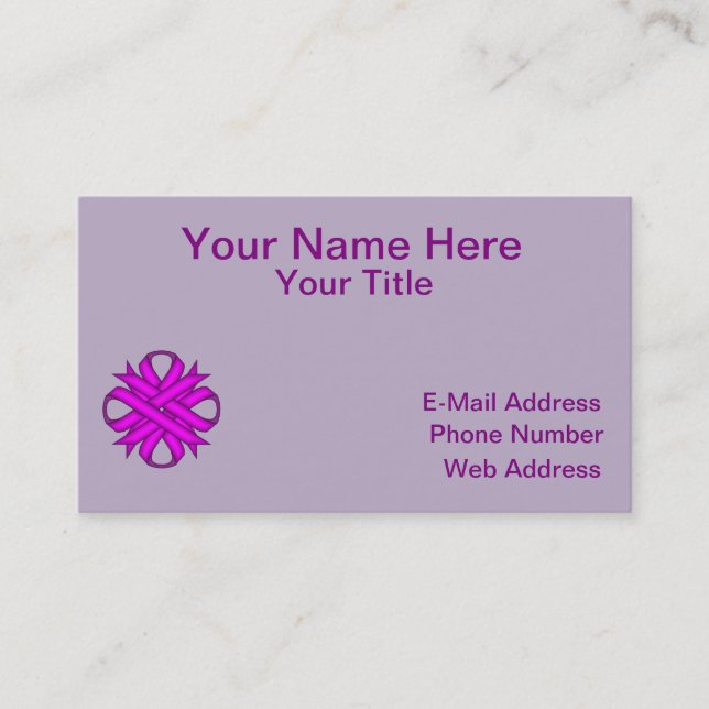 Purple Clover Ribbon by Kenneth Yoncich Business Card (Front)