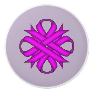 Purple Clover Ribbon by Kenneth Yoncich Ceramic Knob
