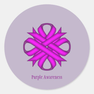 Purple Clover Ribbon by Kenneth Yoncich Classic Round Sticker