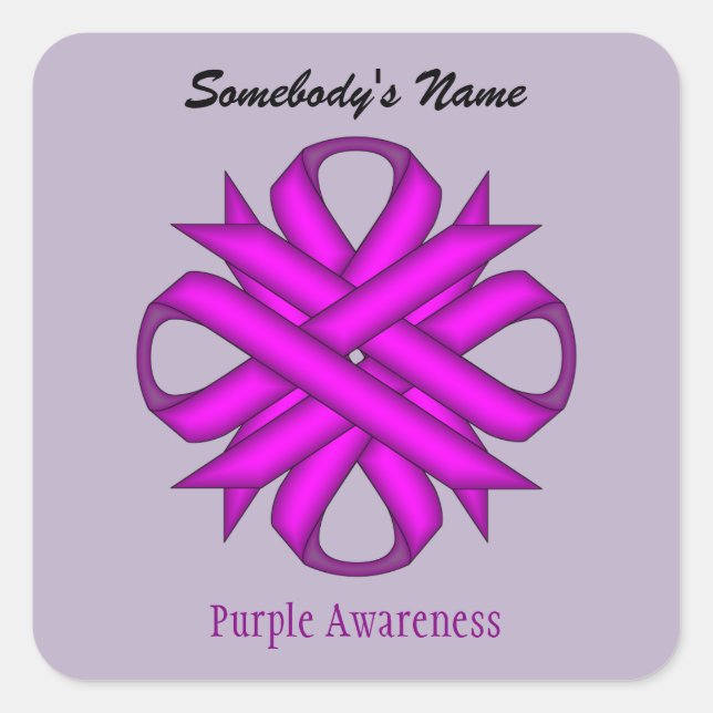Purple Clover Ribbon by Kenneth Yoncich Square Sticker (Front)