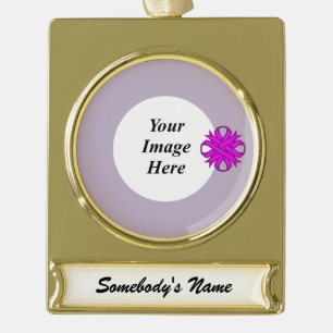 Purple Clover Ribbon Template by Kenneth Yoncich Gold Plated Banner Ornament