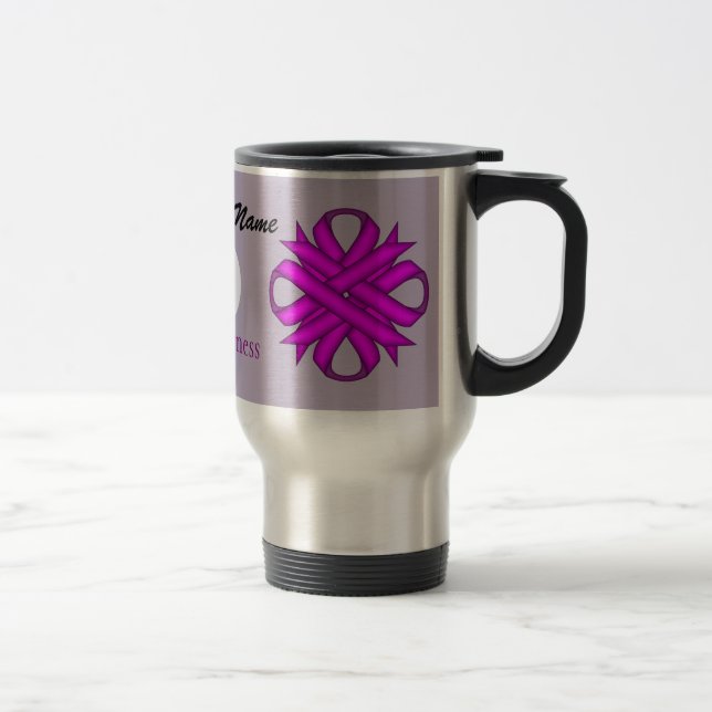 Purple Clover Ribbon Template by Kenneth Yoncich Travel Mug (Right)