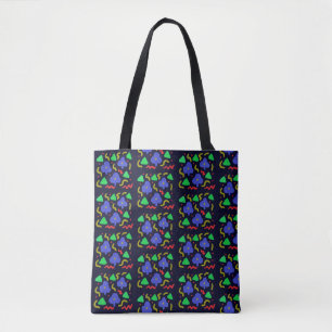 Purple Clubs and Squiggles Pattern Tote Bag