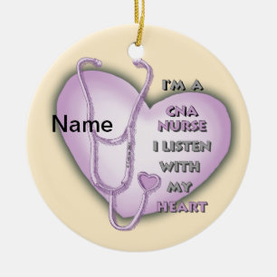 Purple CNA Nurse Ceramic Tree Decoration