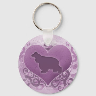 Purple Cocker Spaniel Valentine Key Ring