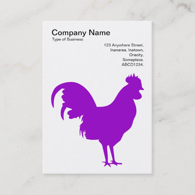 Purple Cockerel - Black on White Business Card (Front)