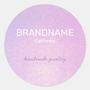 Purple Colour Gradient Faux Purple Glitter Girly Classic Round Sticker