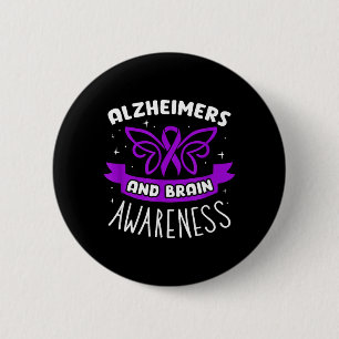Purple Colour Ribbon Alzheimers and Brain Awarenes 6 Cm Round Badge