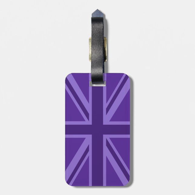 Purple Colour Union Jack Flag Design Luggage Tag (Back Vertical)