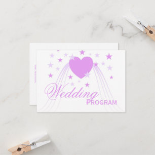 Purple Coloured Hearts Design Wedding Program