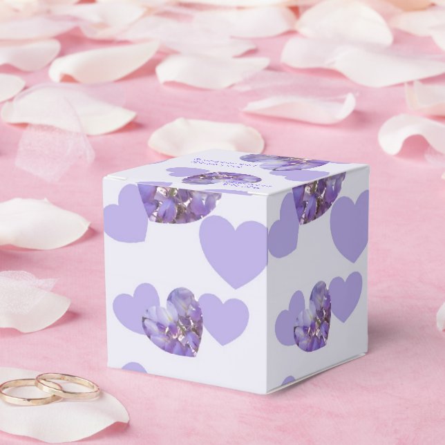 Purple Coloured Wisteria Heart Design Wedding Favour Box (Wedding)