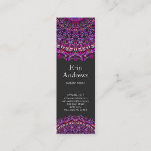 Purple Colourful Floral Mandala Mini Business Card