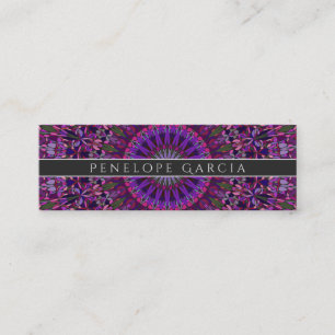 Purple Colourful Floral Mandala Mini Business Card