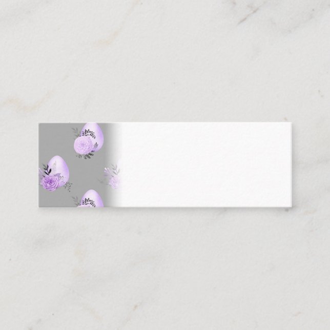 Purple Colourful Flower Botanical Easter Egg Style Mini Business Card (Front)