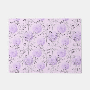 Purple Colourful Flower Botanical Floral Doormat