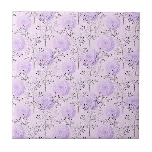 Purple Colourful Flower Botanical Floral Tile