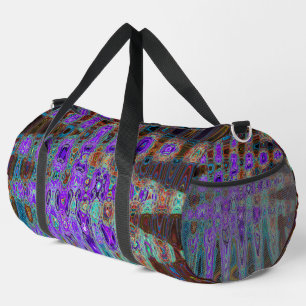 Purple Colourful Groovy Abstract Retro Atomic Wave Duffle Bag