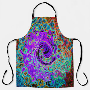 Purple Colourful Groovy Abstract Retro Liquid Swir Apron