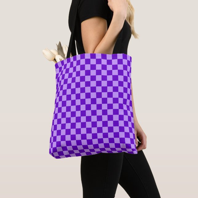 Purple Combination Chequerboard by ShirleyTaylor Tote Bag (Close Up)